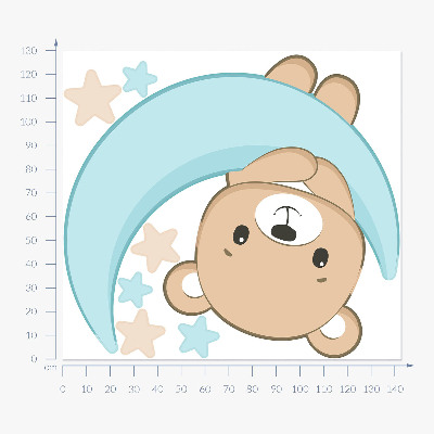 Wandtattoo 130x143 Ein süßer Teddybär vor dem Hintergrund des Mondes und der Sterne
