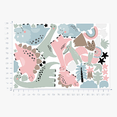 Wandtattoo 130x192 Dinosaurier in pastellfarbener Vegetation