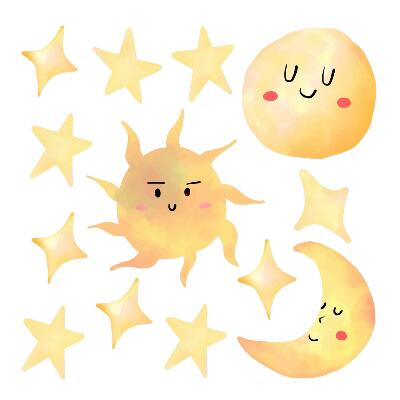 Wandsticker 130x194 Aquarellhimmel mit Sternen und Pastelltönen