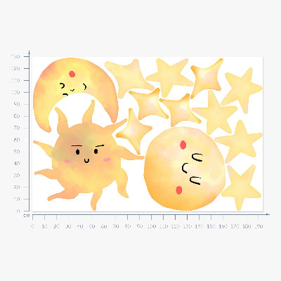 Wandsticker 130x194 Aquarellhimmel mit Sternen und Pastelltönen