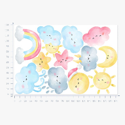 Wandsticker 130x193 Naturpastellhimmelmotive im Aquarellstil