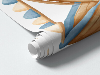 Wandsticker 130x172 Meerestiere und ein Boot in Pastell-Aquarell