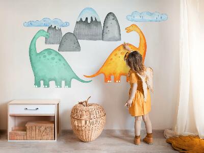 Wandsticker 130x233 Dinosaurier in pastellfarbenen Aquarelllandschaften