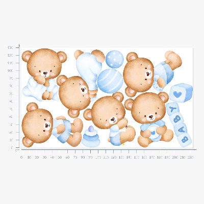 Wandsticker 130x223 Pastell-Teddybären in einer Aquarellversion