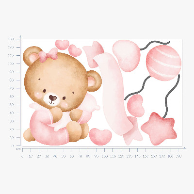 Wandsticker 130x194 Ein süßer Teddybär im zarten Aquarellstil