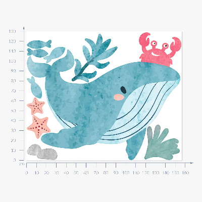 Wandsticker 130x157 Ein Unterwasserland voller Aquarellkreaturen