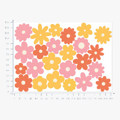 Wandsticker 130x182 Pastellfarbene Blumenakzente in einer fröhlichen Variante