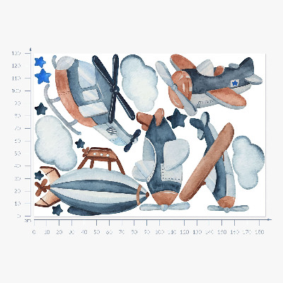 Wandsticker 130x185 Pastell-Luft-Transportmittel-Aquarell