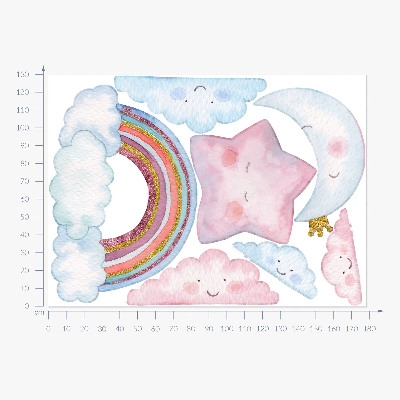 Wandsticker 130x178 Pastellfarbener magischer Himmel im Aquarellstil