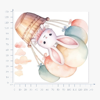 Wandsticker 130x136 Hase mit Luftballons in Aquarelltönen