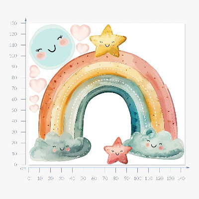 Wandaufkleber 130x143 Pastellfarbener Regenbogen mit Sternen in der Natur