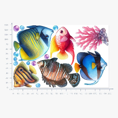 Wandaufkleber 130x198 Die Unterwasserwelt der bunten Aquarellfische