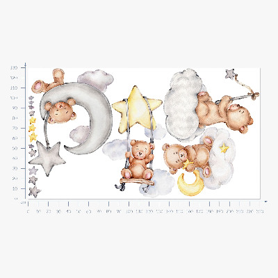 Wandaufkleber 130x230 Teddybären im pastellfarbenen Aquarellhimmel