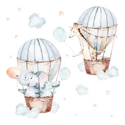 Wandaufkleber 130x190 Pastellballons mit Aquarellanhängern