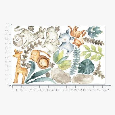 Wandaufkleber 130x206 Entzückende Tiere im pastellfarbenen Boho-Stil