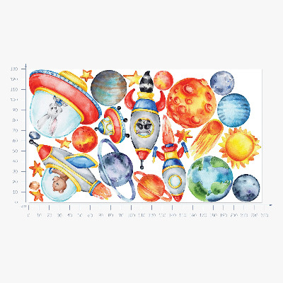 Wandaufkleber 130x227 Bunte Tiere im Aquarellraum
