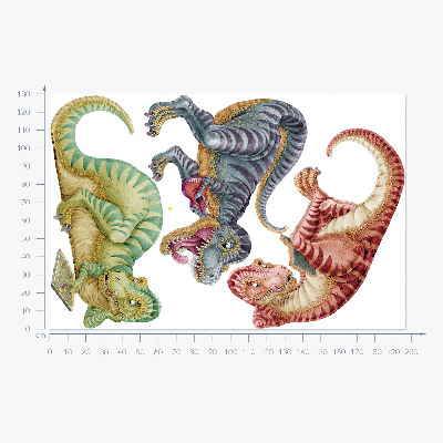 Wandtattoo 130x197 Bunte Dinosaurier im Cartoon-Pastellstil