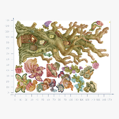 Wandtattoo 130x172 Waldmärchen und Pastellhäuschen