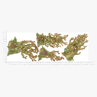 Wandtattoo 130x365 Charmante Waldbaumhäuser im Pastellstil