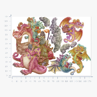 Wandtattoo 130x174 Märchendrachen in Pastelltönen