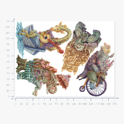 Wandtattoo 130x171 Pastellzeichnungen magischer Tiere