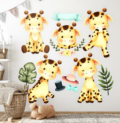 Wandsticker 60x102 Pastellgiraffen im Aquarell-Safari-Stil