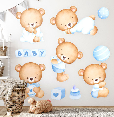 Wandsticker 60x103 Pastell-Teddybären in einer Aquarellversion