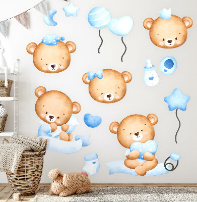 Wandsticker 60x84 Pastellfarbene Teddybären in bezauberndem Stil