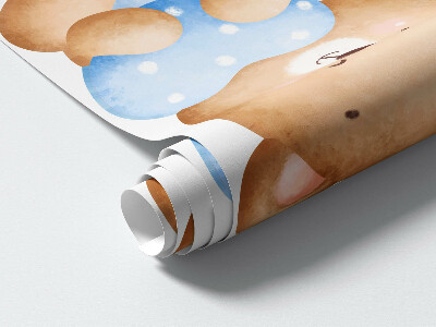 Wandsticker 60x84 Pastellfarbene Teddybären in bezauberndem Stil