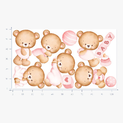 Wandsticker 60x105 Pastell-Aquarell-Teddybären in einer bezaubernden Version