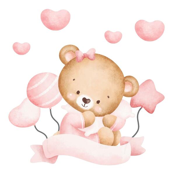 Wandsticker 60x90 Ein süßer Teddybär im zarten Aquarellstil