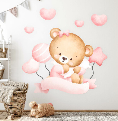 Wandsticker 60x90 Ein süßer Teddybär im zarten Aquarellstil