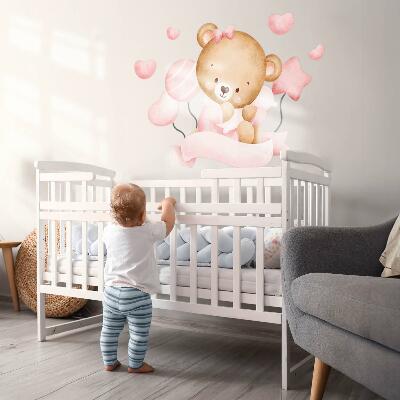 Wandsticker 60x90 Ein süßer Teddybär im zarten Aquarellstil