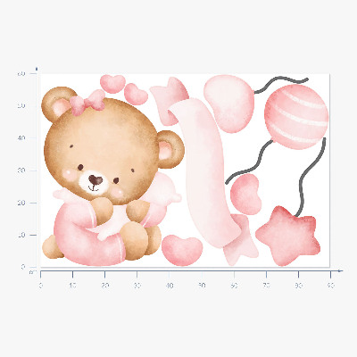Wandsticker 60x90 Ein süßer Teddybär im zarten Aquarellstil