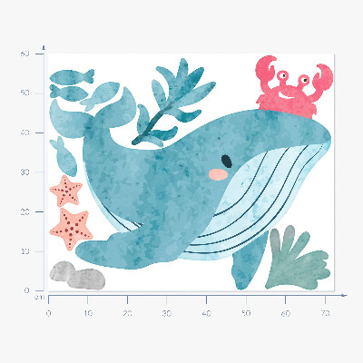 Wandsticker 60x72 Ein Unterwasserland voller Aquarellkreaturen