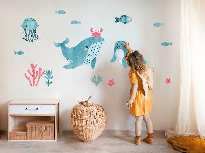 Wandsticker 60x109 Ein Meeresparadies im Aquarellstil