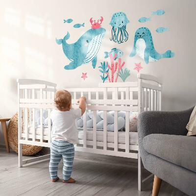 Wandsticker 60x109 Ein Meeresparadies im Aquarellstil