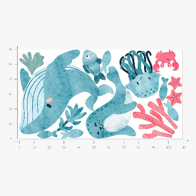 Wandsticker 60x109 Ein Meeresparadies im Aquarellstil