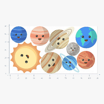 Wandsticker 60x110 Schöne Planeten im kosmischen Tanz