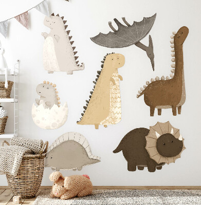 Wandsticker 60x91 Pastellfarbene süße Dinosaurier im Boho-Stil