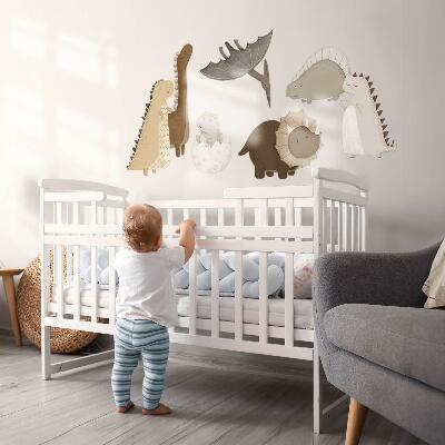Wandsticker 60x91 Pastellfarbene süße Dinosaurier im Boho-Stil