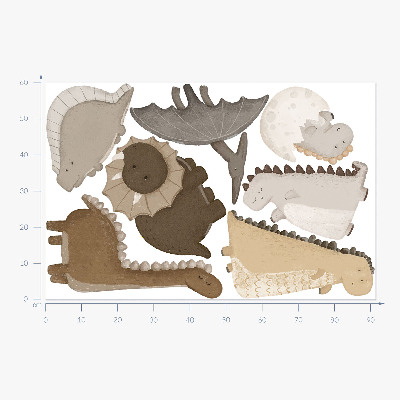 Wandsticker 60x91 Pastellfarbene süße Dinosaurier im Boho-Stil
