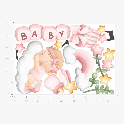 Wandsticker 60x85 Pastellfarbene Aquarelldekorationen für eine kleine Prinzessin
