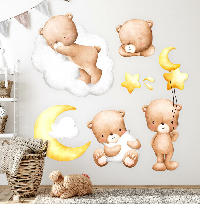 Wandsticker 60x95 Entzückende Teddybären in den Wolken und Sternen