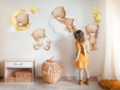 Wandsticker 60x95 Entzückende Teddybären in den Wolken und Sternen