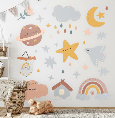 Wandsticker 60x99 Boho in Pastelltönen von Himmel und Raum