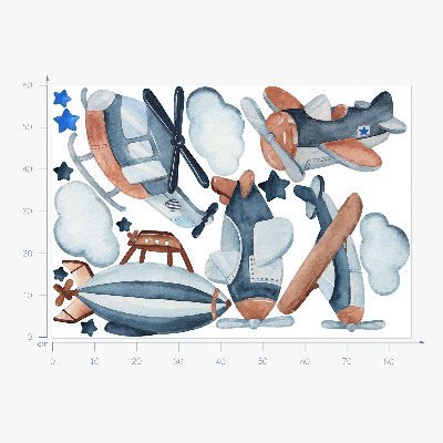 Wandsticker 60x85 Pastell-Luft-Transportmittel-Aquarell