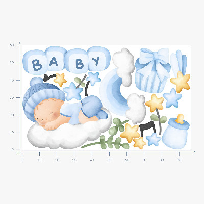 Wandsticker 60x96 Pastellfarbene Aquarelldekorationen für einen Jungen