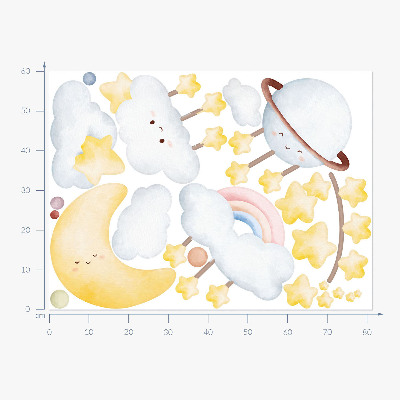 Wandsticker 60x81 Himmel und Raum in Boho-Pastelltönen