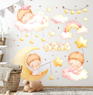 Wandsticker 60x80 Süße Babys auf den Wolken